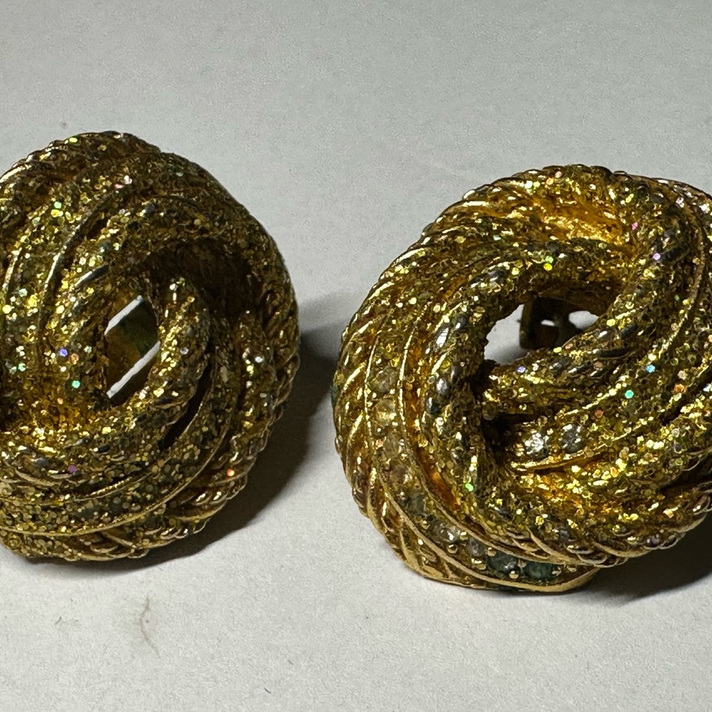 Vintage Christian Dior knotted rope Clip-On Earrings - - Picture 5 of 8